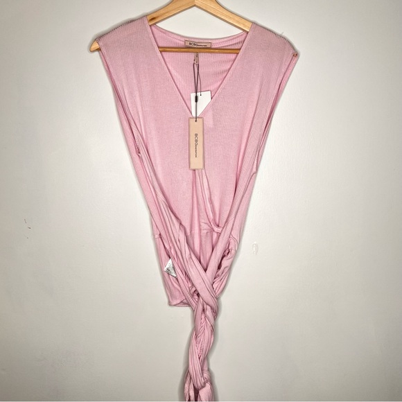 NEW BCBG tie back wrap bodysuit ribbed Lilac bodysuit XL - Picture 2 of 7